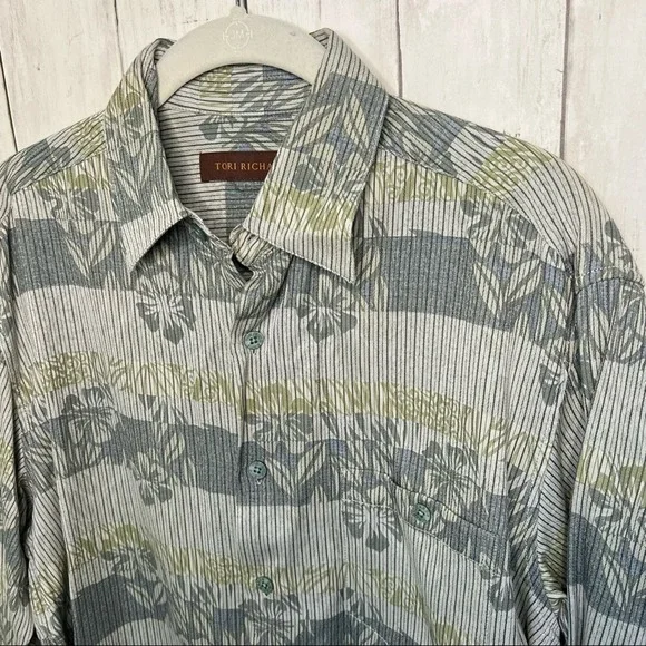Men's ToriRichard Long Sleeve Hawaiian Aloha Shirt Small - Picture 3 of 4